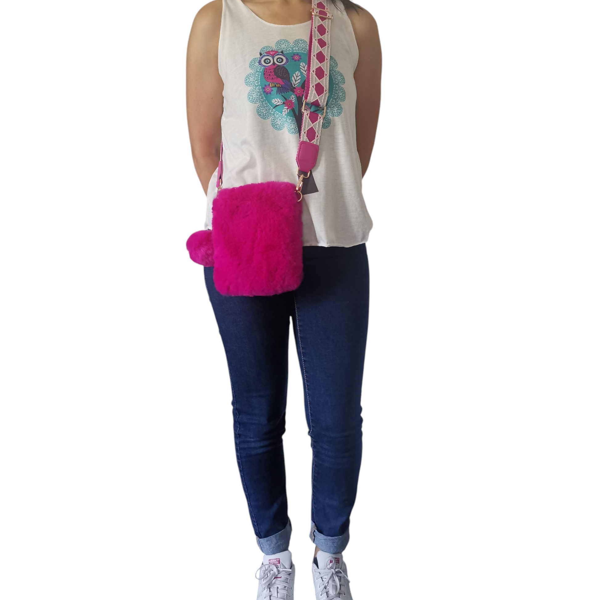 Sac bandoulière en fausse fourrure