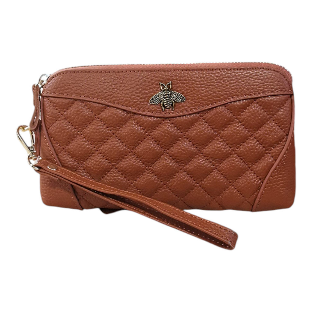 Pochette femme en cuir de vachette matelassé
