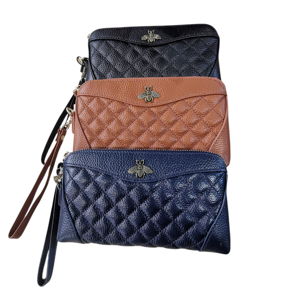 Pochette femme en cuir de vachette matelassé