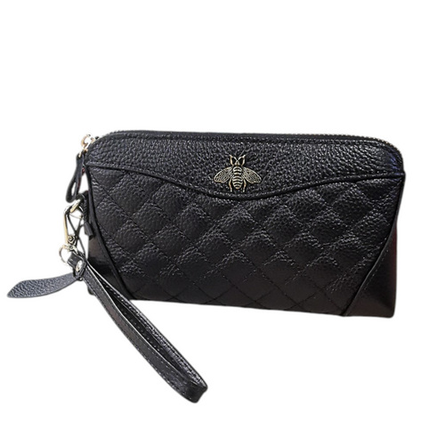 Pochette femme en cuir de vachette matelassé