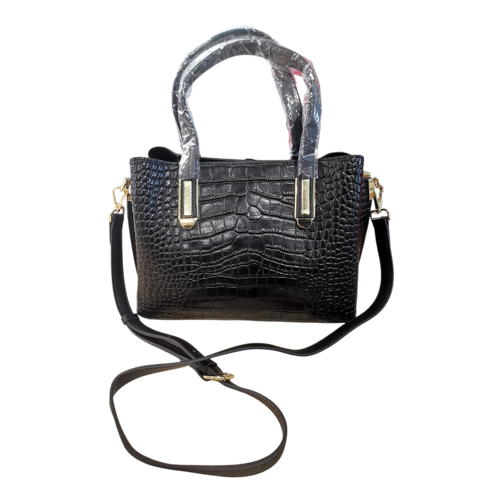 Sac à main femme en cuir de vachette effet croco