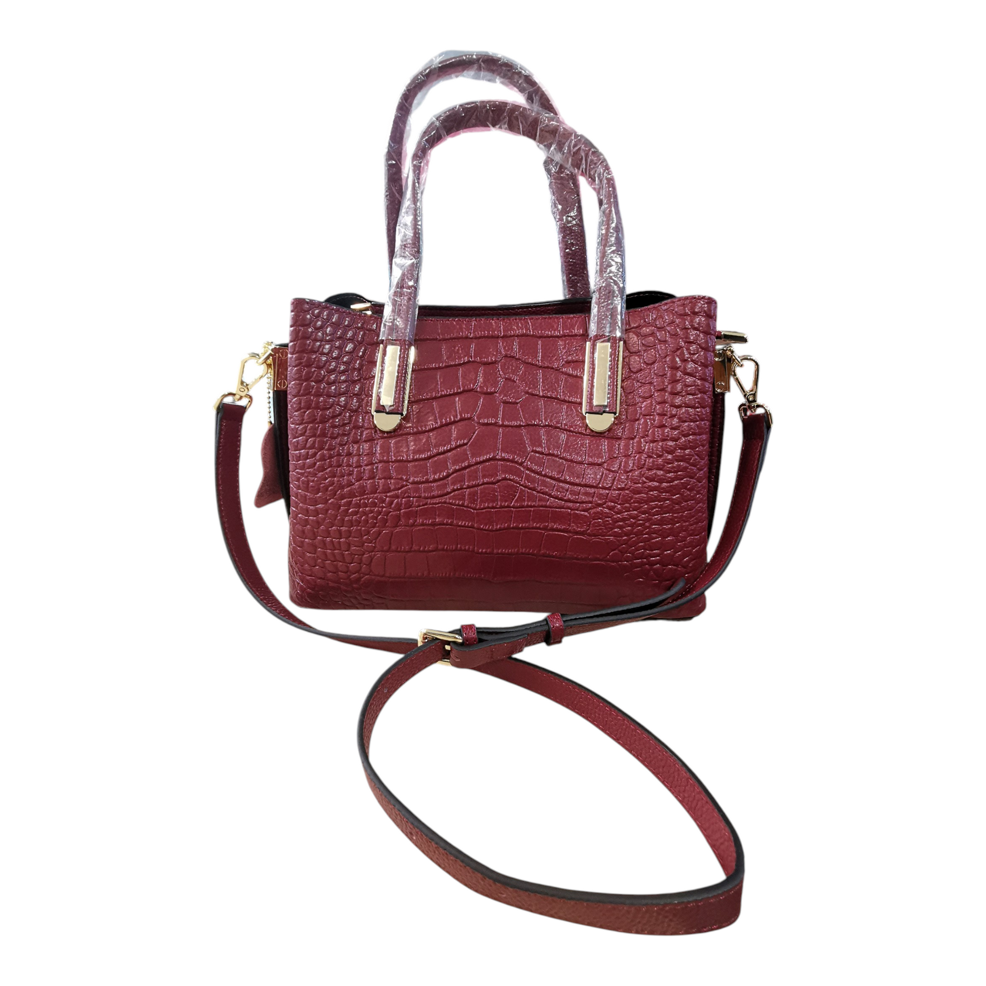 Sac à main femme en cuir de vachette effet croco