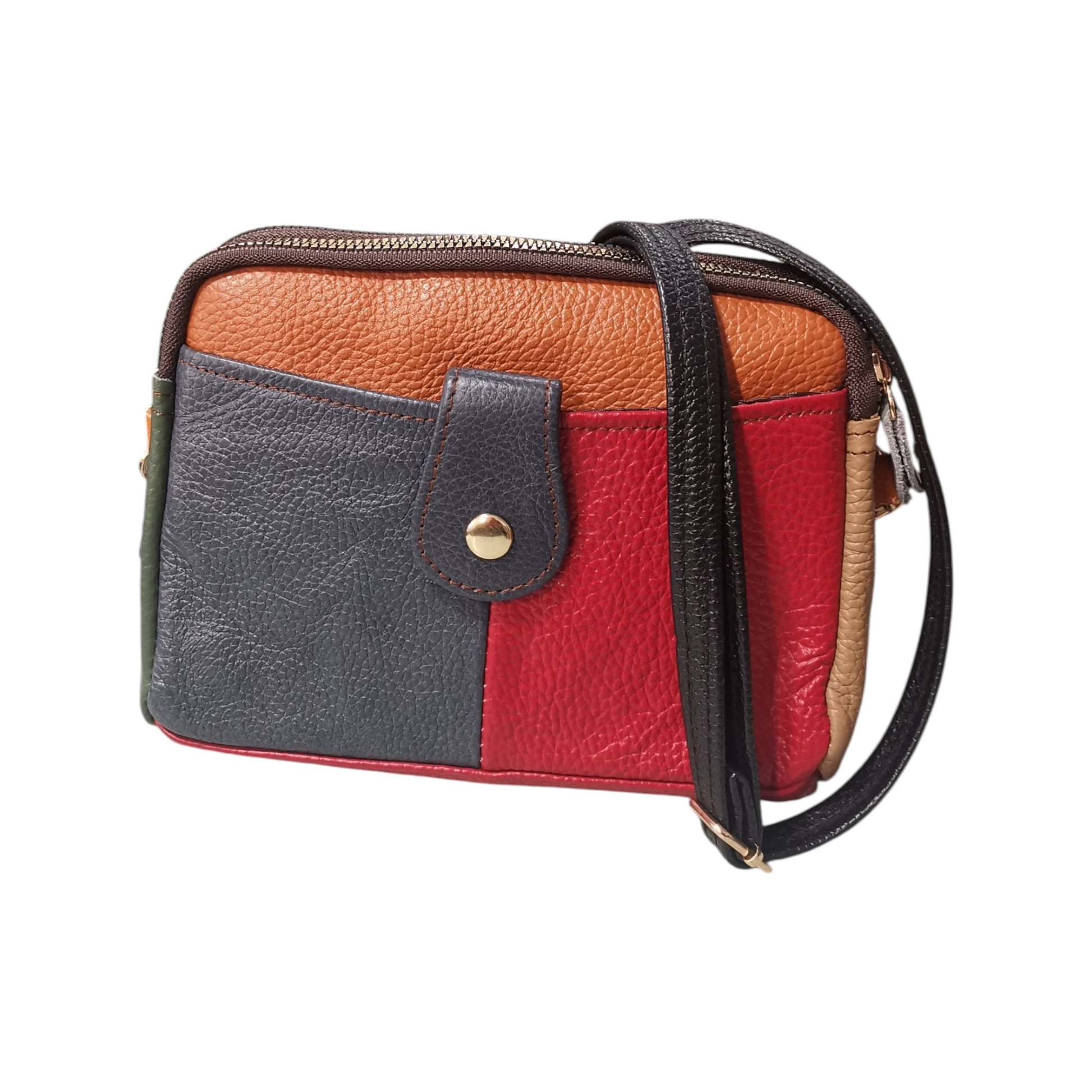 Petit sac bandoulière en cuir - Multicolore